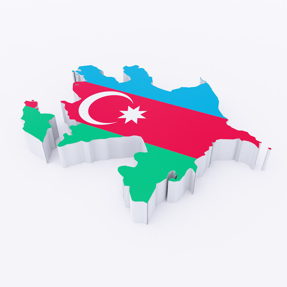 Azerbaijan map 3d model  Low-poly 3D model_1