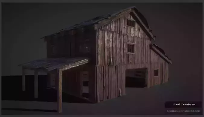 House  barn Modular Low-poly 3D model