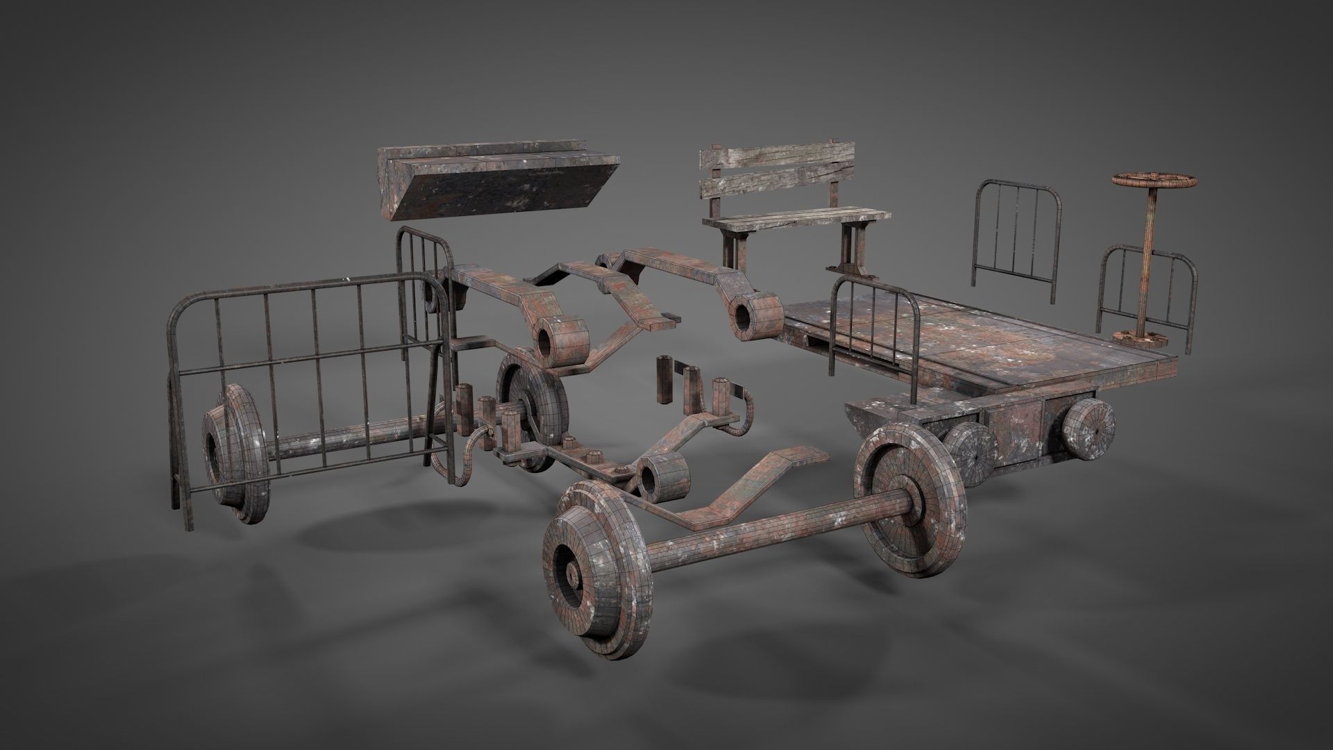 Old mine Worker Carrier 3D model_8