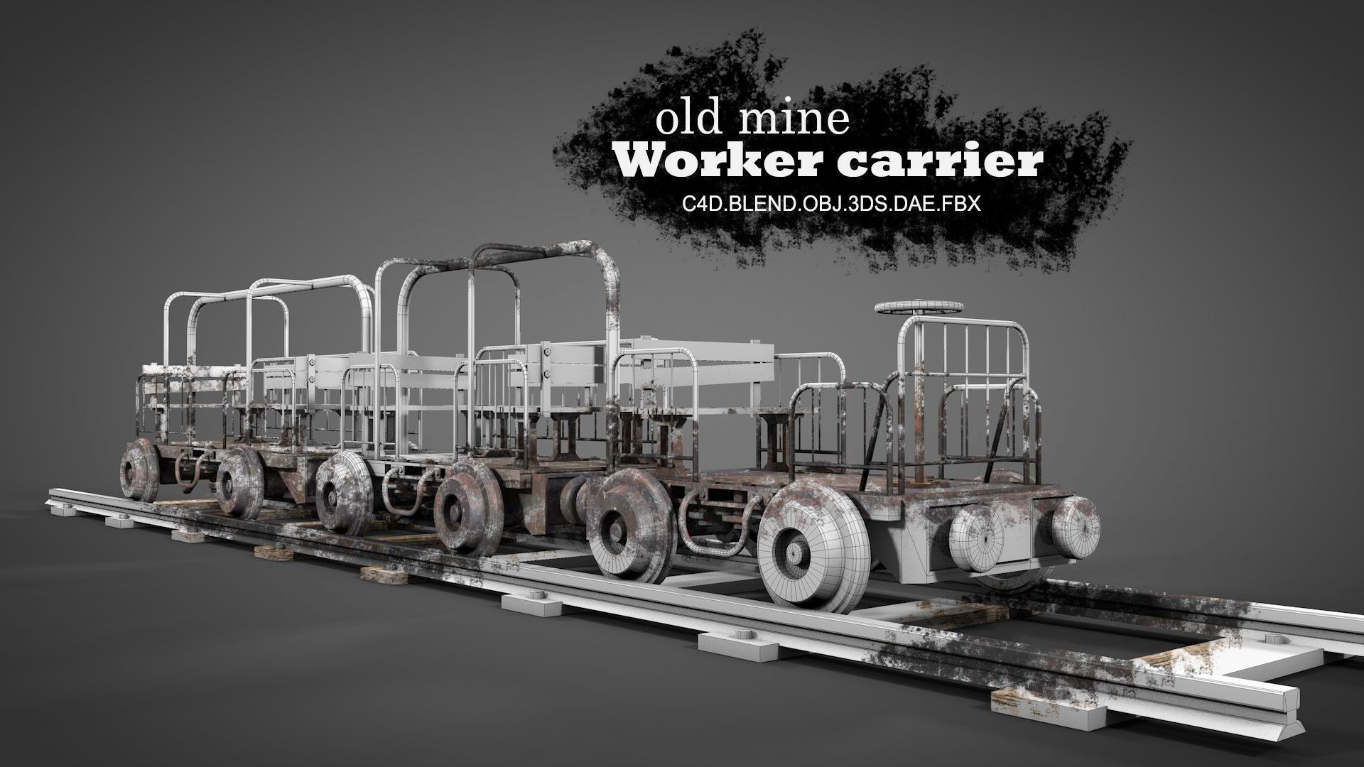 Old mine Worker Carrier 3D model_1