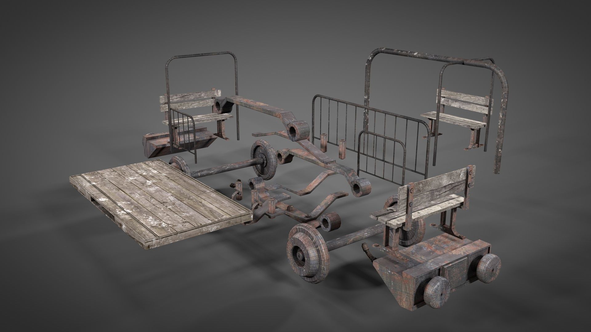 Old mine Worker Carrier 3D model_12