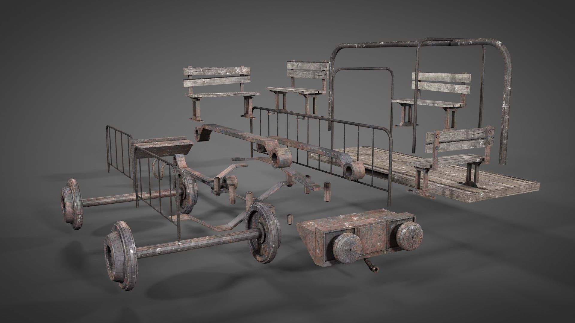 Old mine Worker Carrier 3D model_16