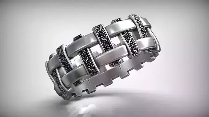 Wicker Cross Weaving Pattern Wedding Ring 3D print model