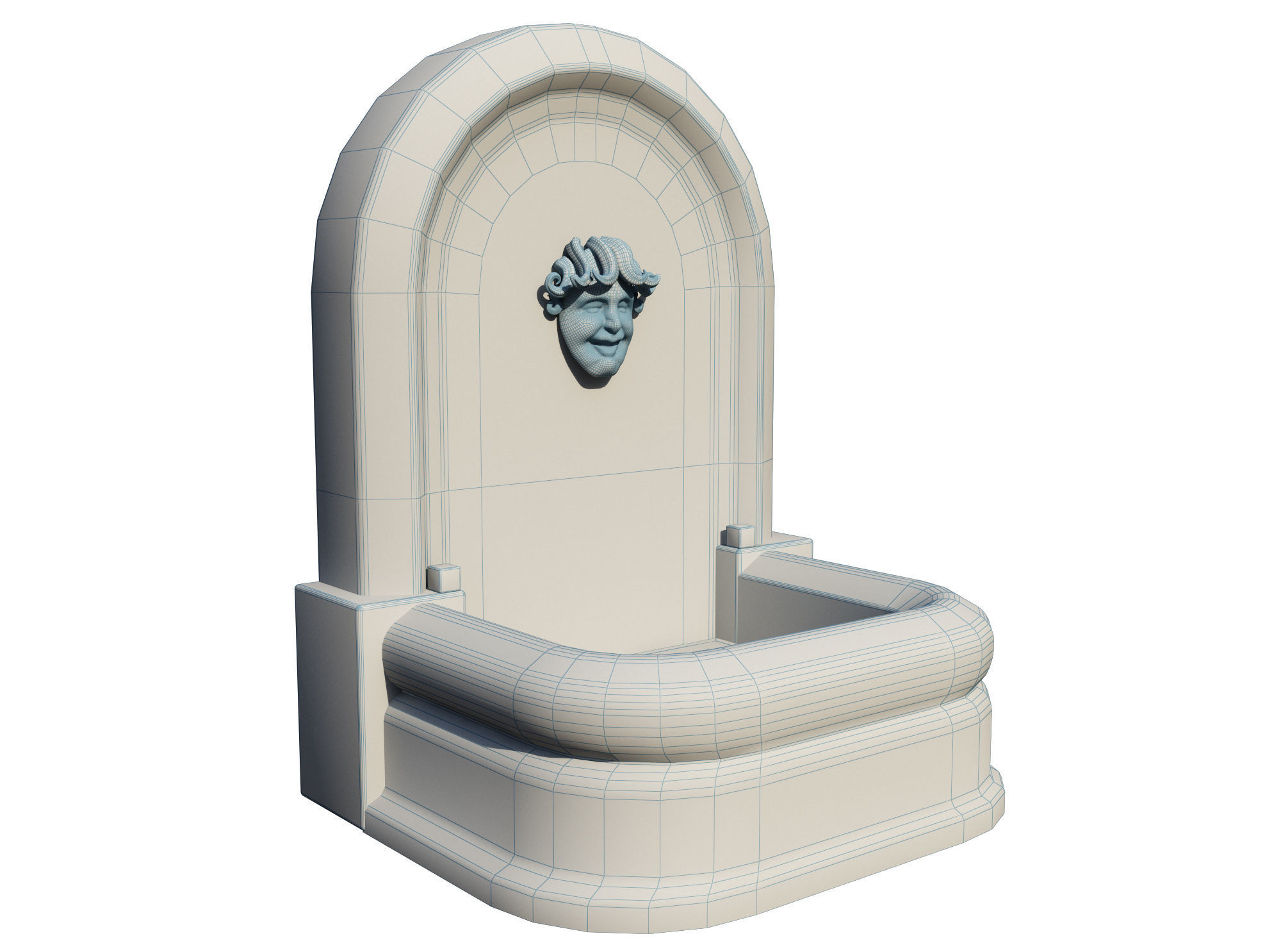 Medieval Fountain Low-poly 3D model_4