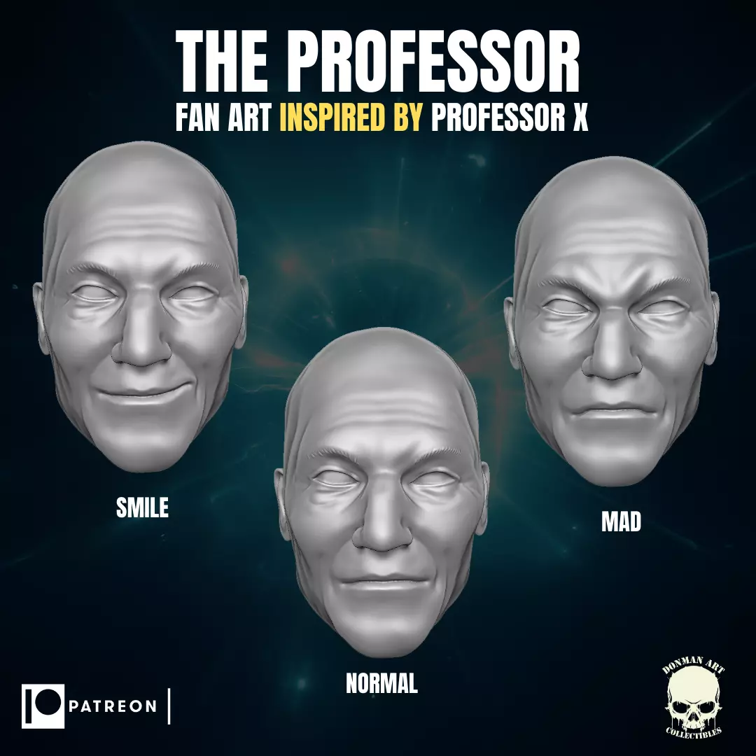 The Professor fan art head inspired by Proffesor X 3D print model