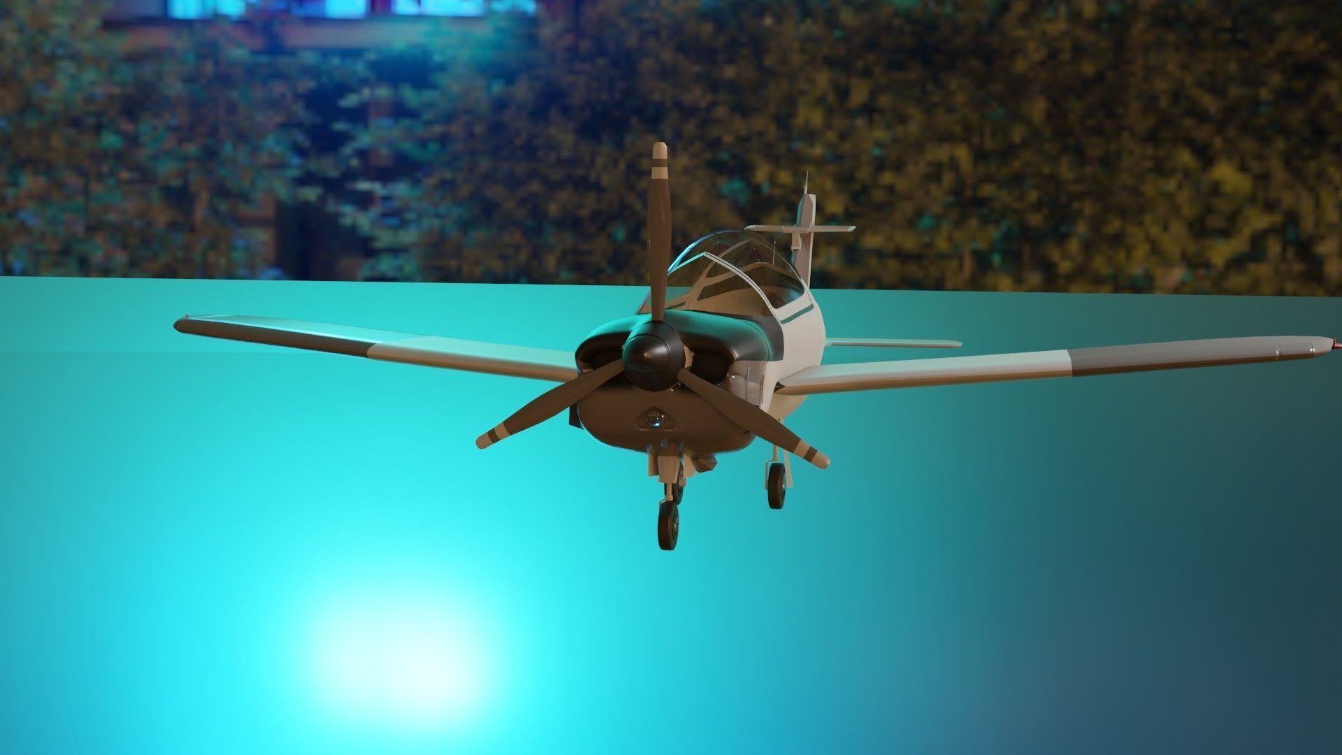 Helicopter plane flying in sky Low-poly 3D model_1