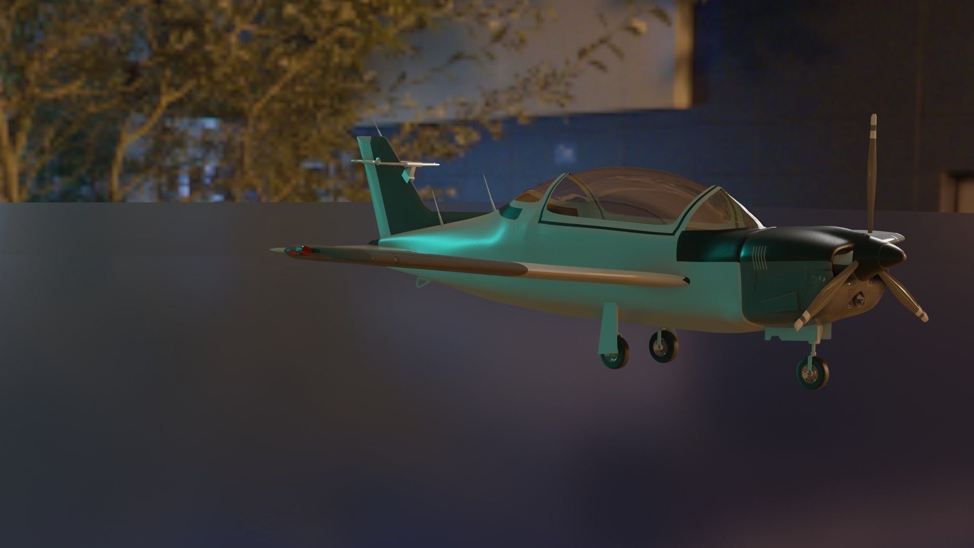 Helicopter plane flying in sky Low-poly 3D model_2
