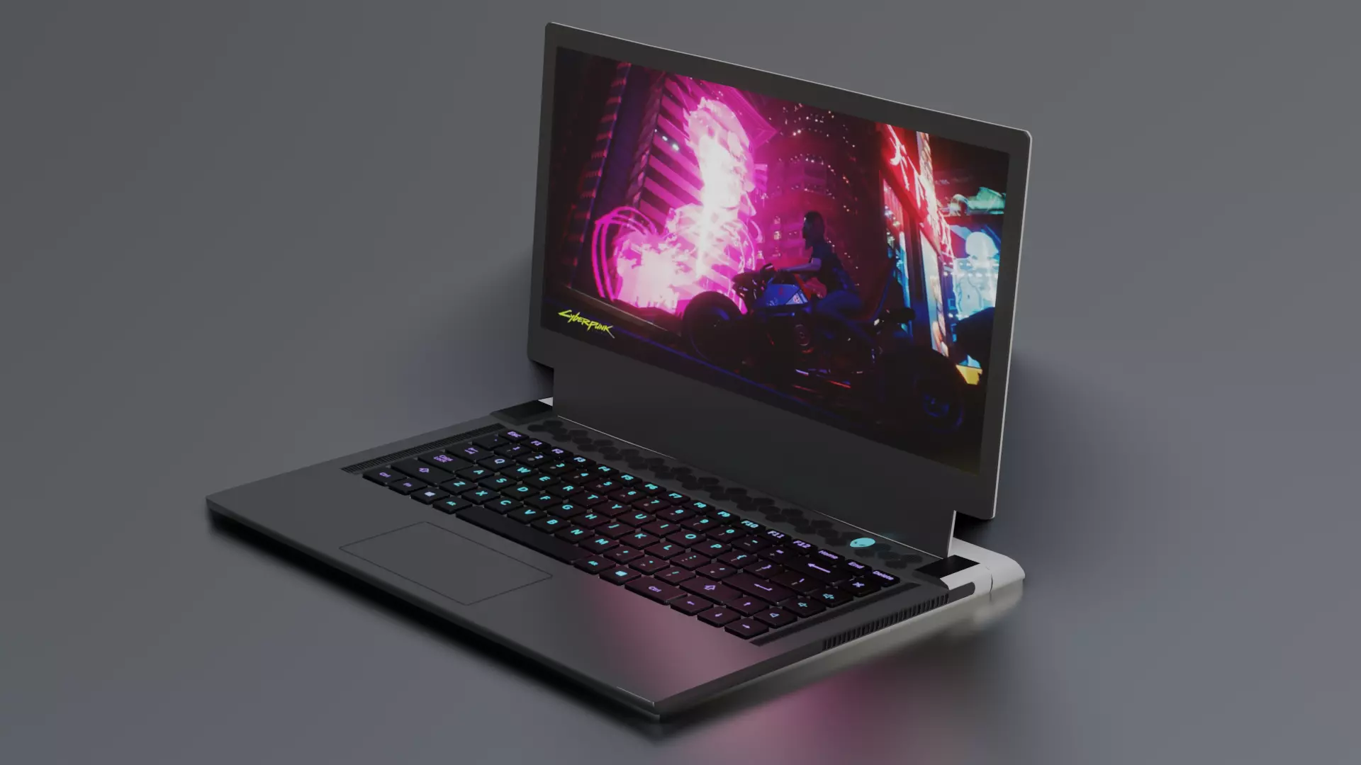 Allienware laptop  Low-poly 3D model_0