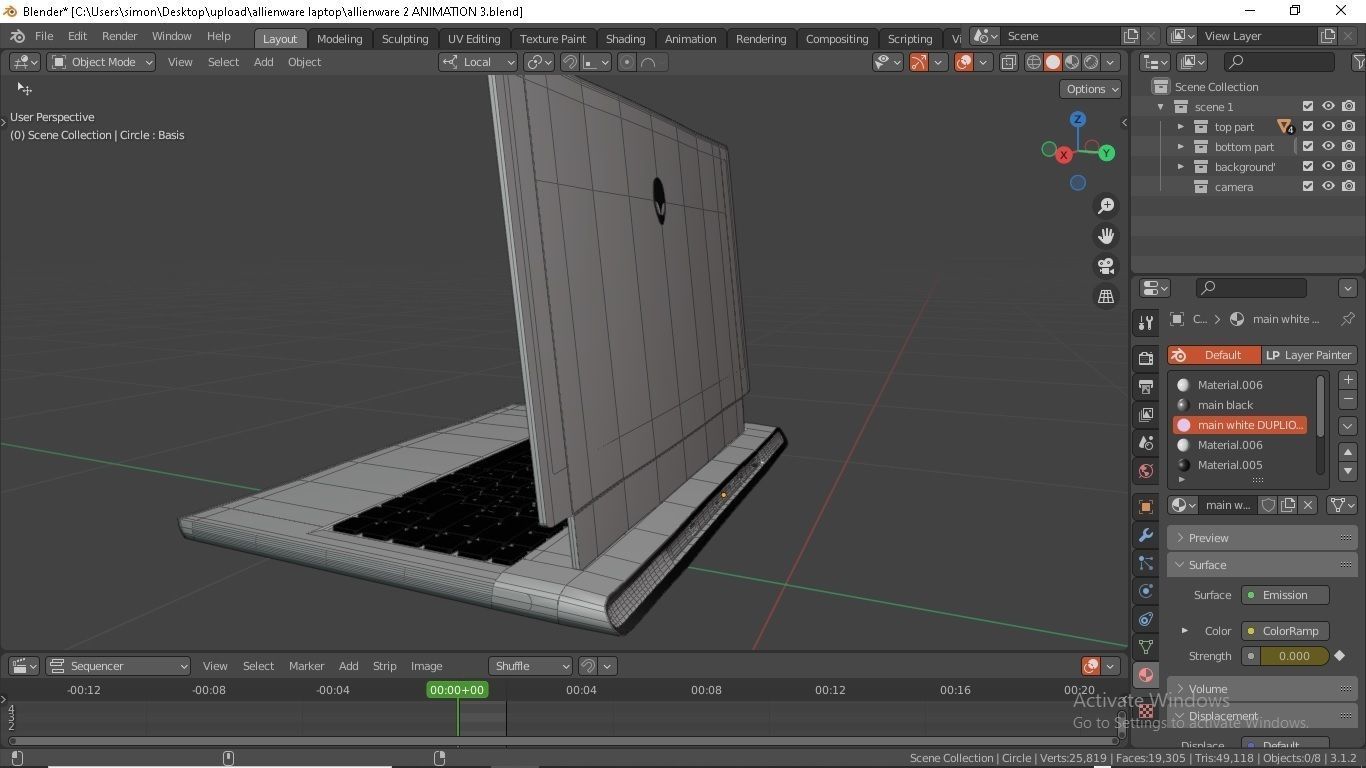Allienware laptop  Low-poly 3D model_4