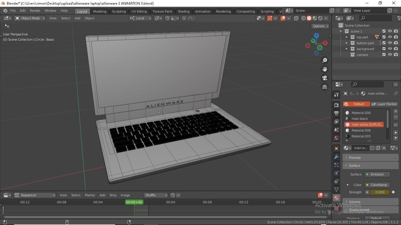 Allienware laptop  Low-poly 3D model_3