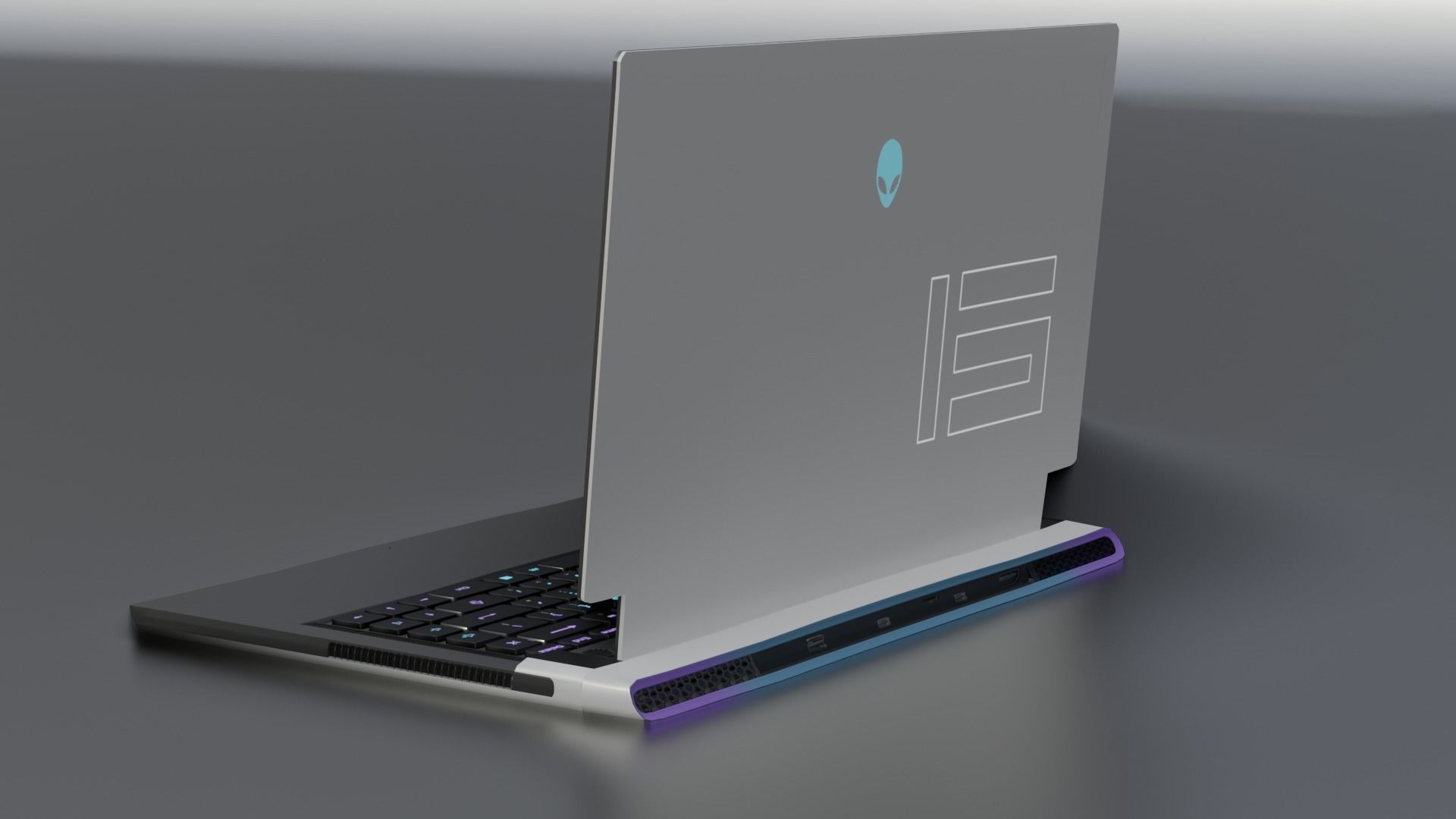 Allienware laptop  Low-poly 3D model_1
