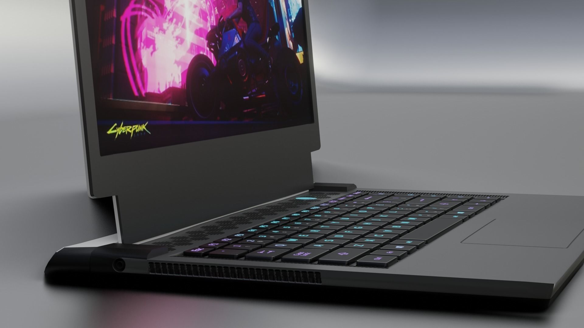 Allienware laptop  Low-poly 3D model_2