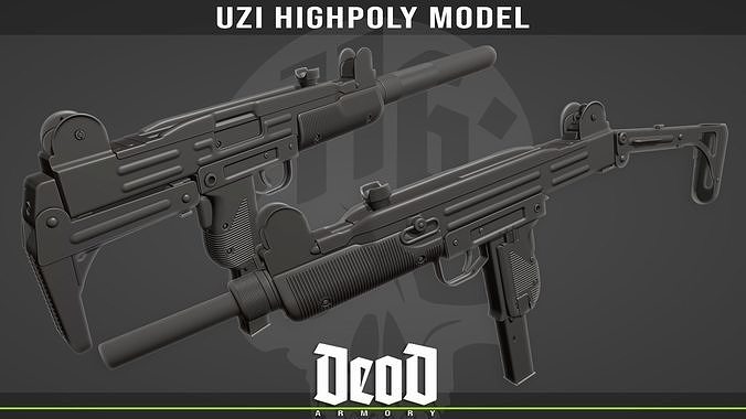UZI Highpoly model gun 3D model