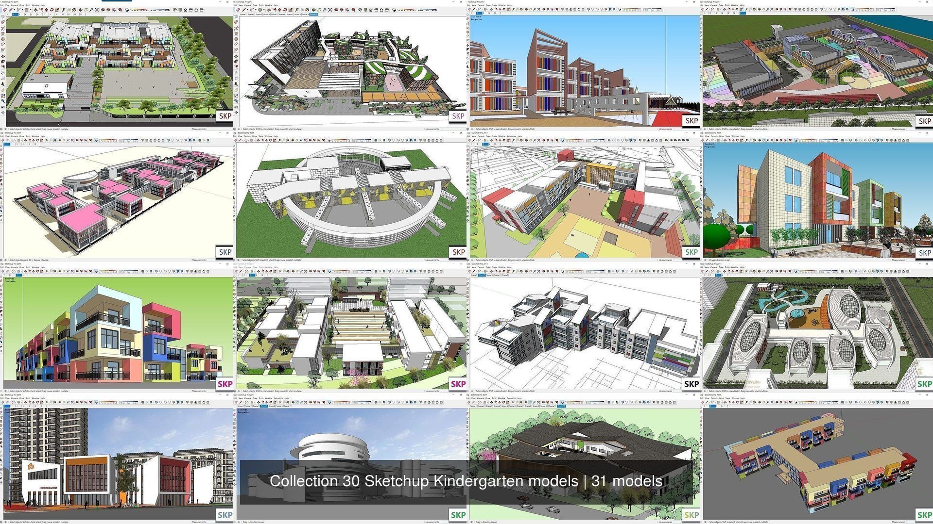 Collection 30 Sketchup Kindergarten models _2