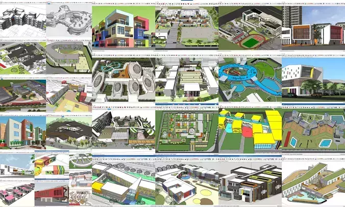 Collection 30 Sketchup Kindergarten models 