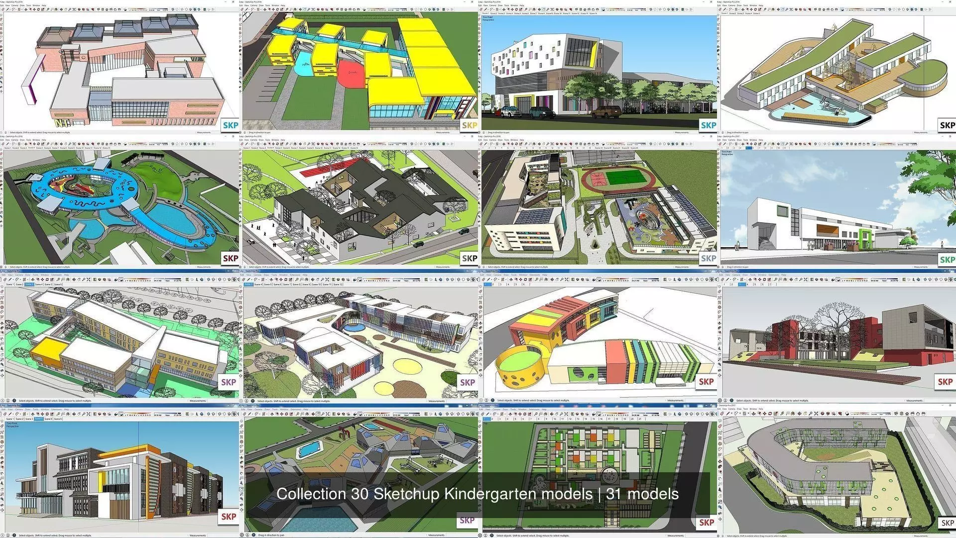 Collection 30 Sketchup Kindergarten models _1