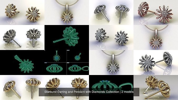 Starburst Earring and Pendant with Diamonds Collection 