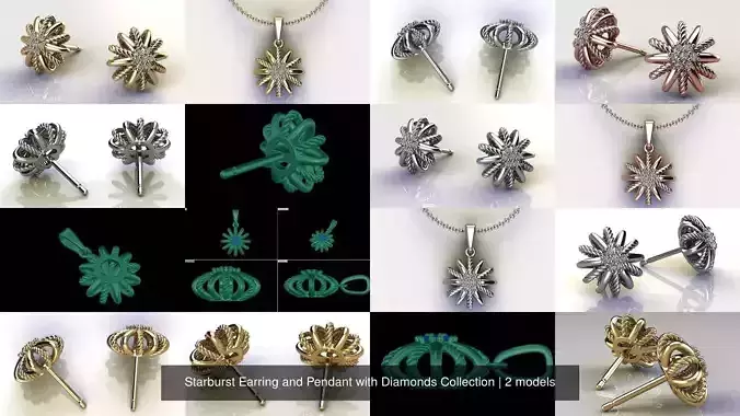 Starburst Earring and Pendant with Diamonds Collection