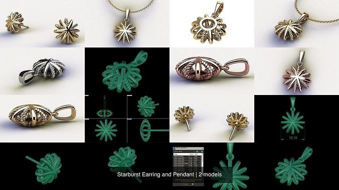 Starburst Earring and Pendant 3D Model Collection