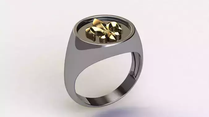Fleur de Lis Round Signet Ring