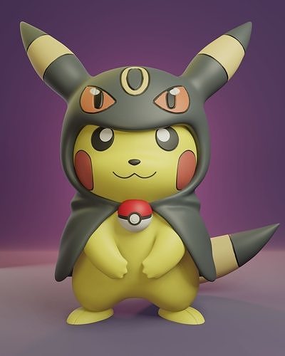 Pokemon - Pikachu Cosplay Poncho Umbreon Free 3D print model