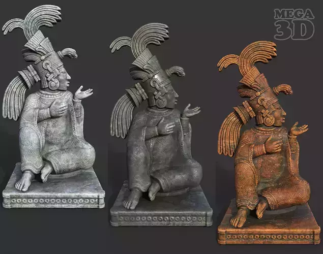 Low poly Mayan Inca Aztec Statue 220511 Low-poly 3D model