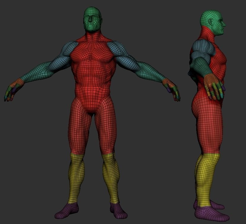 Basemesh Male Body  comics style zbrush 3D model_6