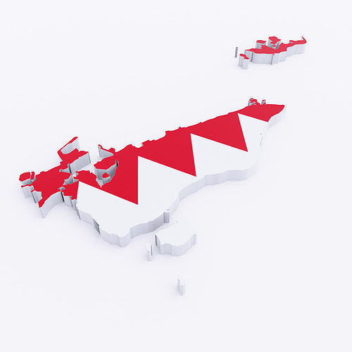 Bahrain map 3d model  Low-poly 3D model