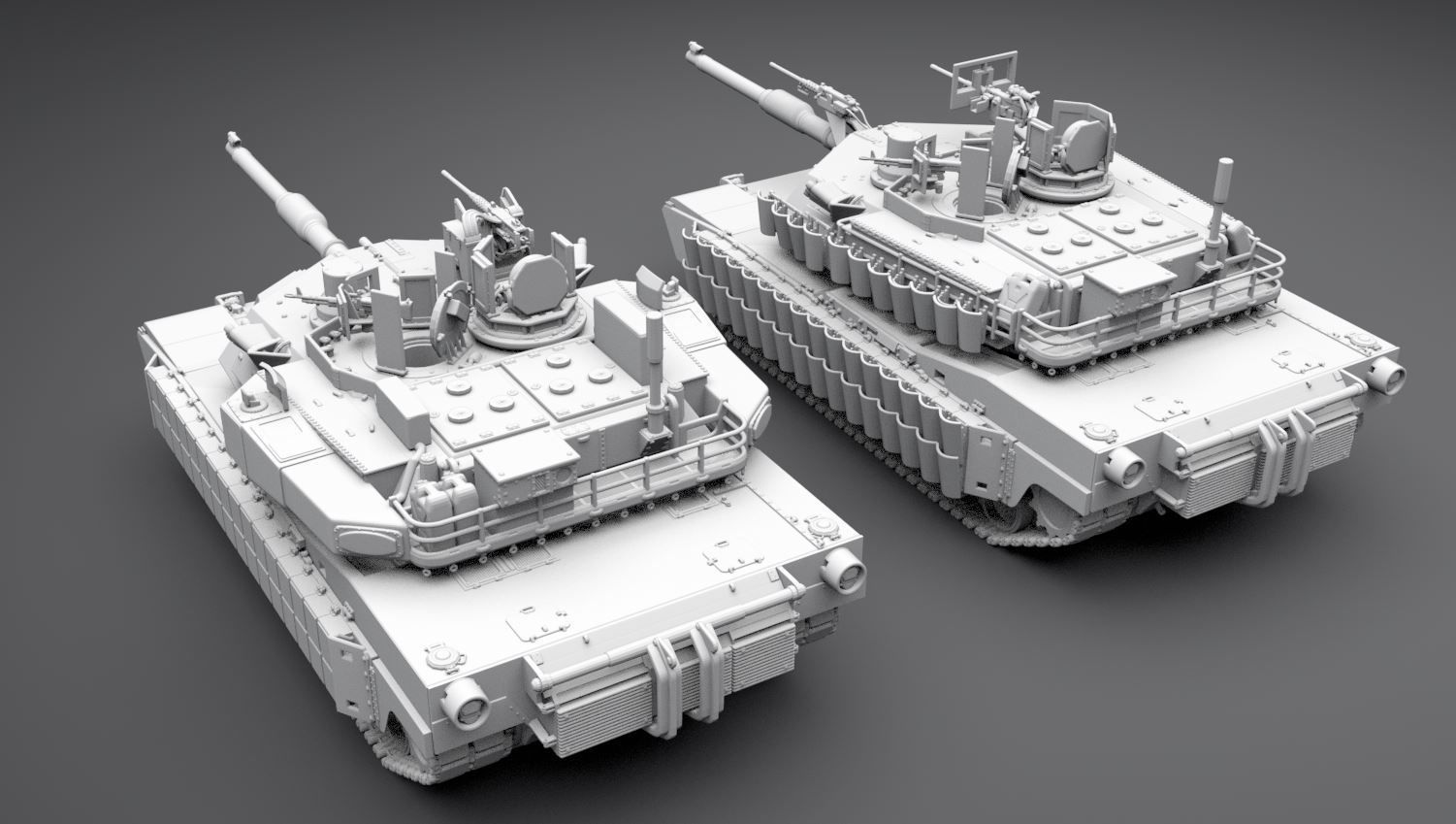 Abrams Tusk and Trophy Scale model 3D print model_2