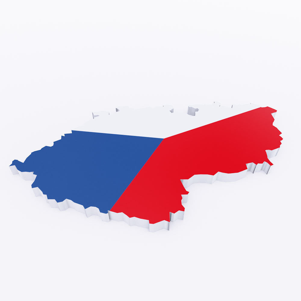 Czech Republic country map 3d model Low-poly 3D model_1