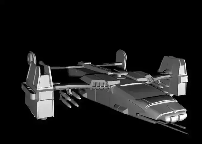 low poly aircraft spaceship