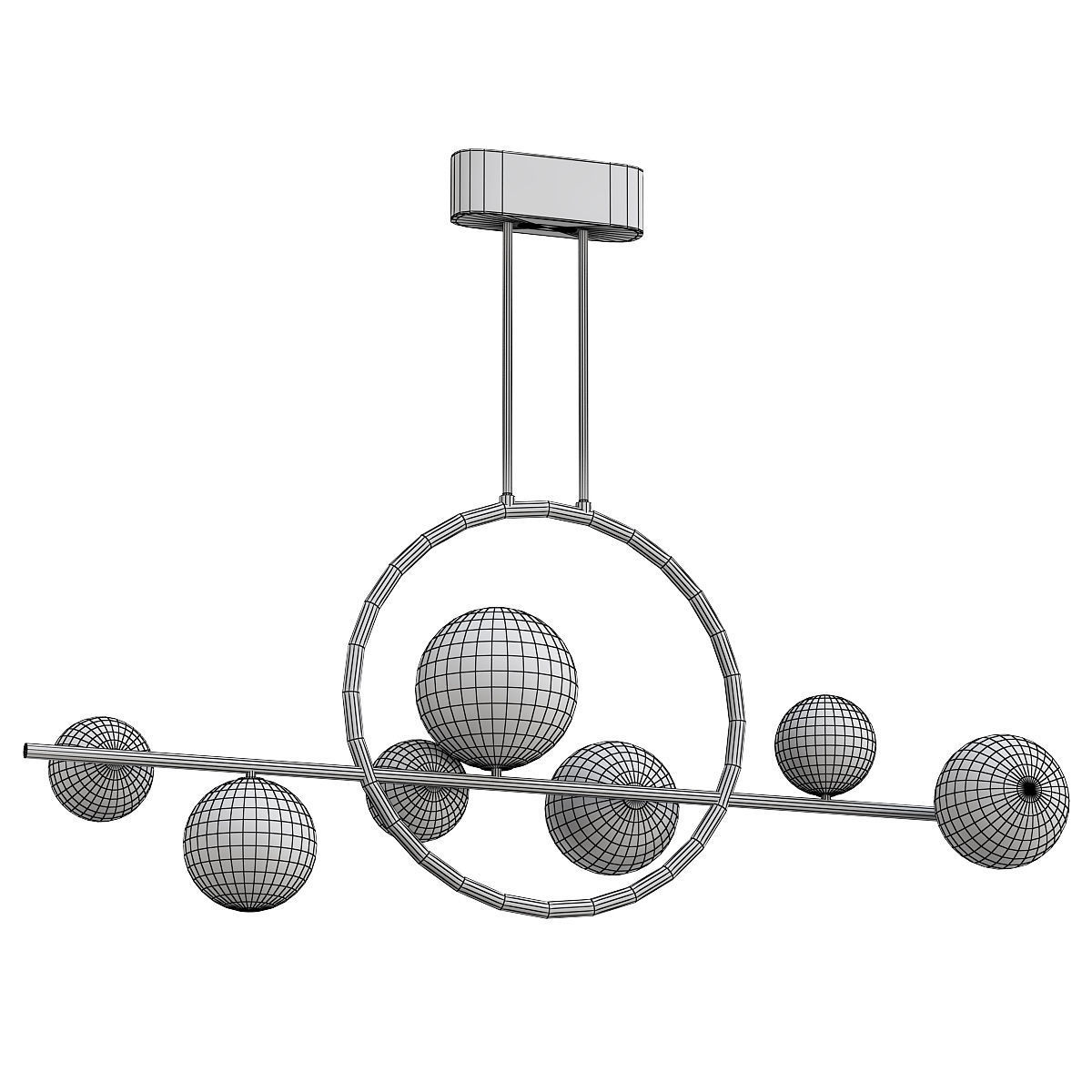 saturn-a7791sp-59bk modern chandelier with glass bubbles hang... 3D model_1