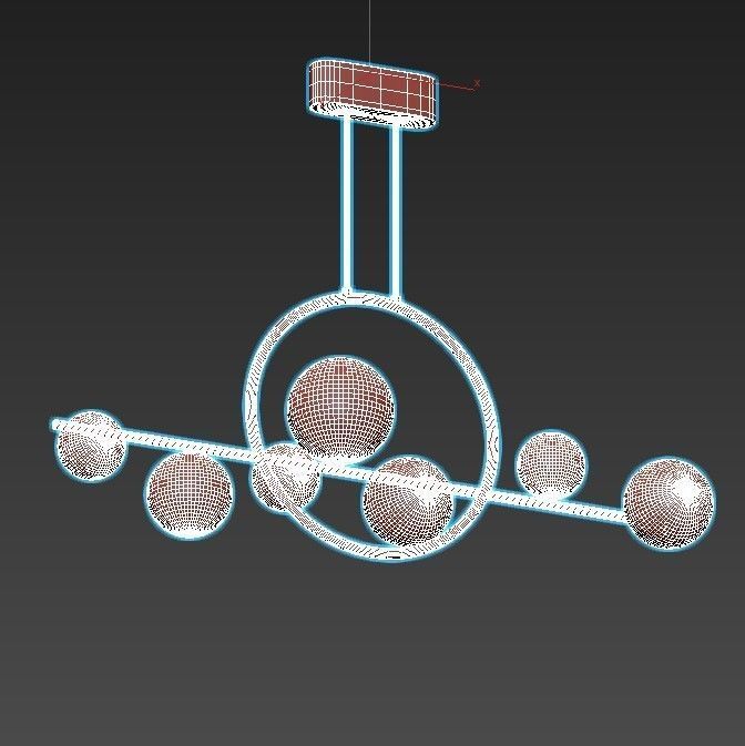 saturn-a7791sp-59bk modern chandelier with glass bubbles hang... 3D model_2