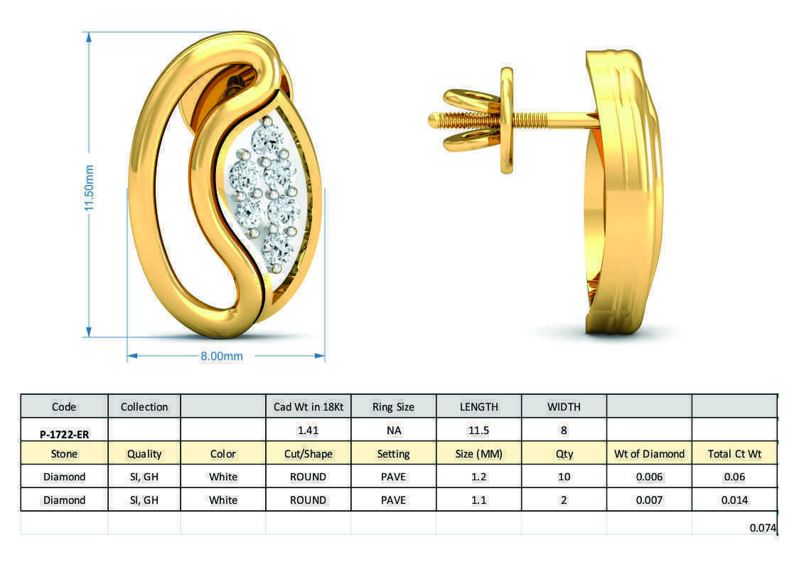 Women Earring 3dm STL FBX OBJ Render Details 3D print model_3