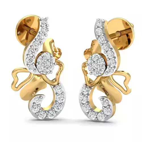 Earring 3dm STL FBX OBJ Render Details diamond pendant gold 3D print model