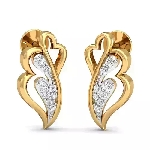 Earring 3dm STL FBX OBJ Render Details two diamond earrings gold