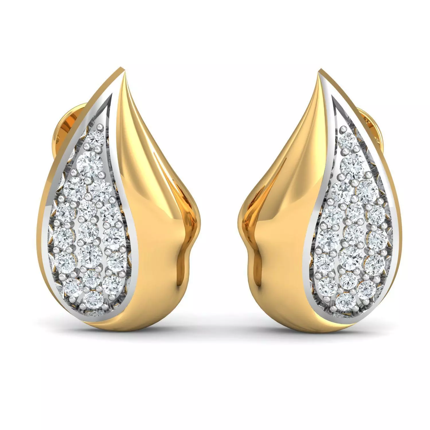 Earring 3dm STL FBX OBJ Render Details diamond tear pendant gold 3D print model