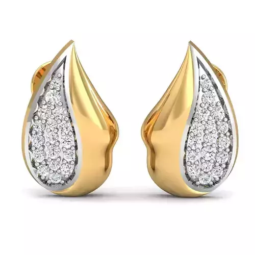 Earring 3dm STL FBX OBJ Render Details diamond tear pendant gold 3D print model