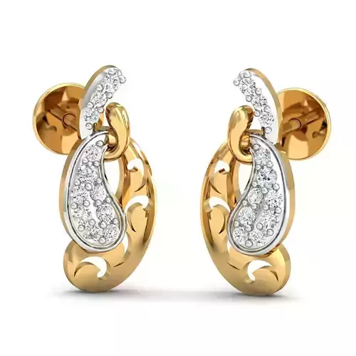 Earring 3dm STL FBX OBJ Render Details pair of gold earrings with diamonds