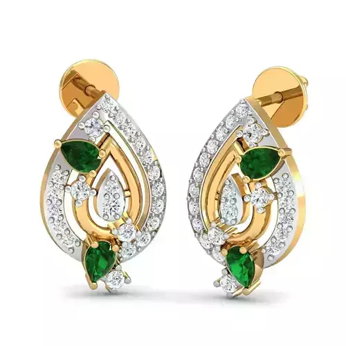 Pear Diamond Earring 3dm STL FBX OBJ Render Details 3D print model