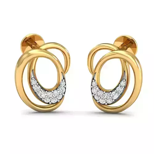 Earring 3dm STL FBX OBJ Render Details pair of gold earrings with diamonds