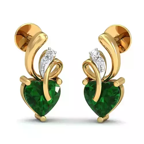 Earring 3dm STL FBX OBJ Render Details emerald heart pendant ... 3D print model