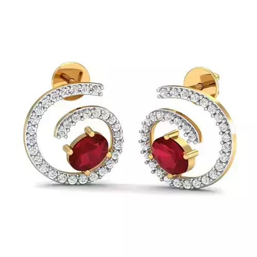 Oval Diamond Earring 3dm STL FBX OBJ Render Details 3D print model
