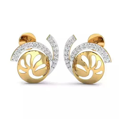 Earring 3dm STL FBX OBJ Render Details pair of gold and diamond earrings