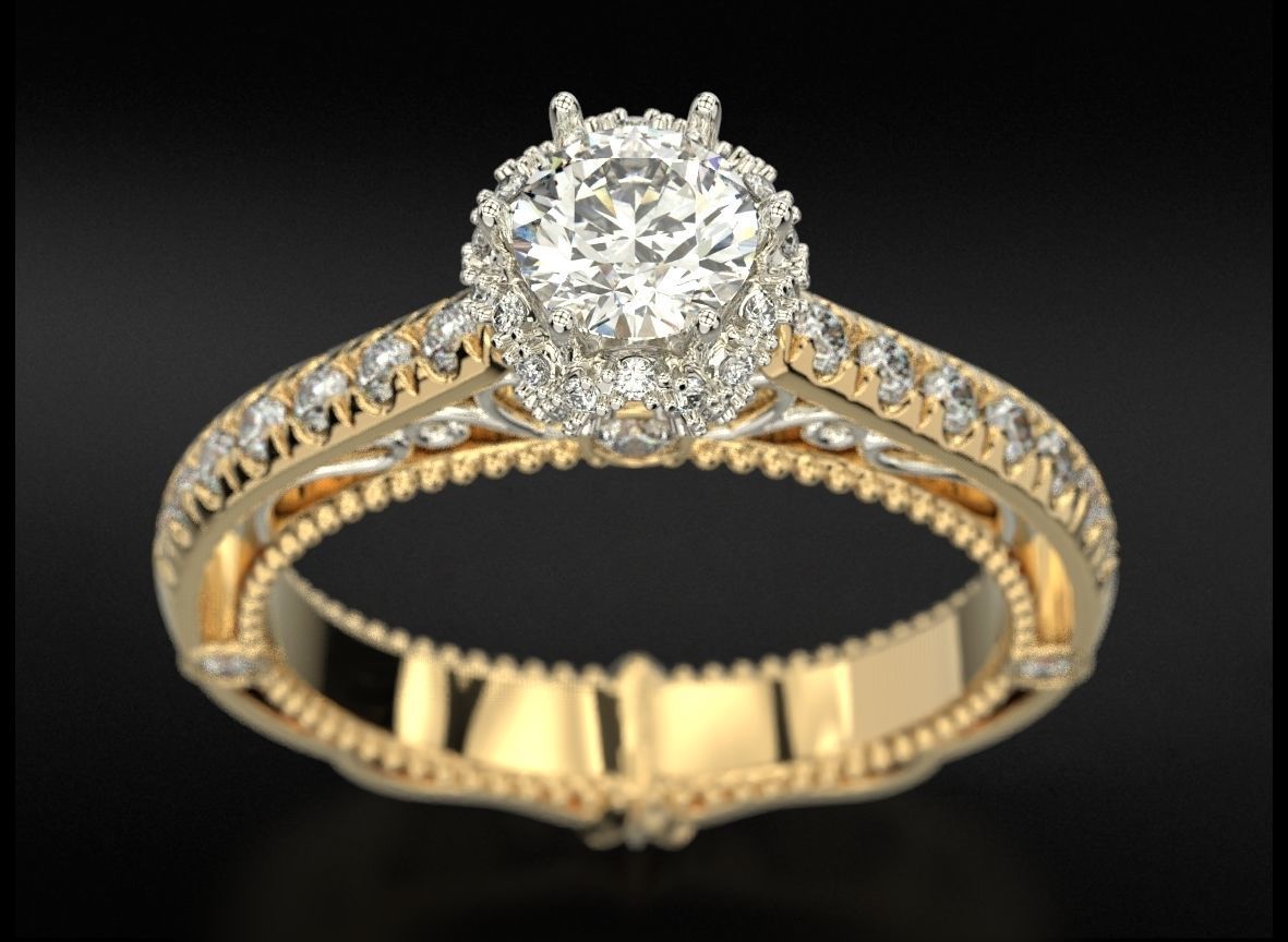 Diamond engagement ring 716 3D print model_1