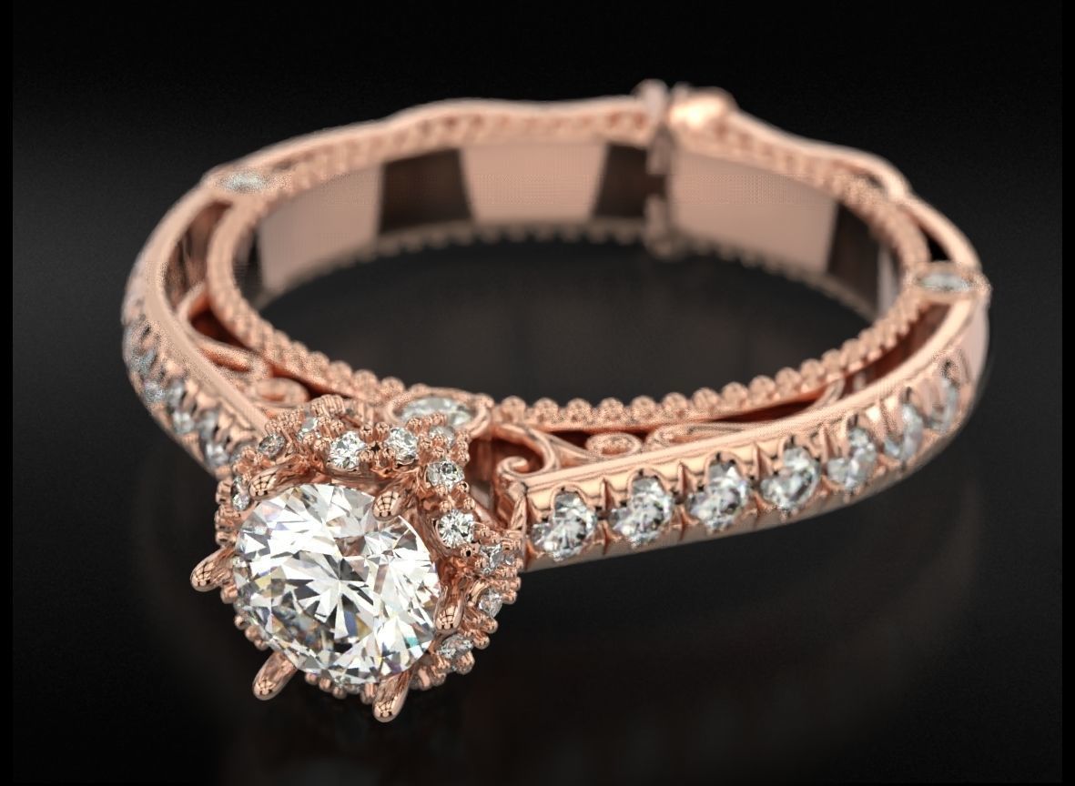 Diamond engagement ring 716 3D print model_3