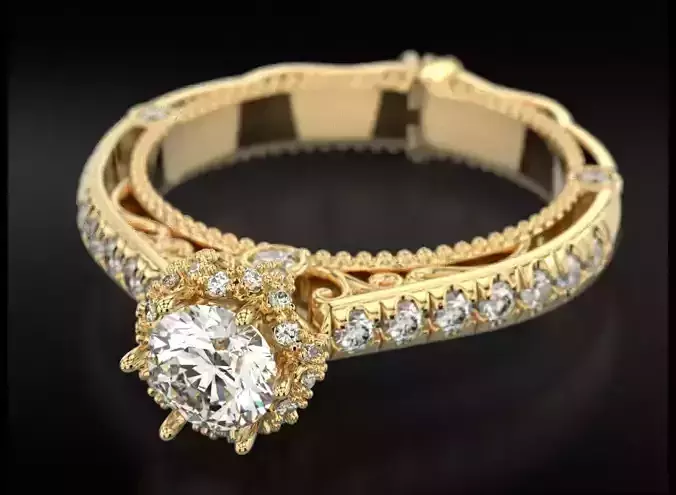 Diamond engagement ring 716 3D print model