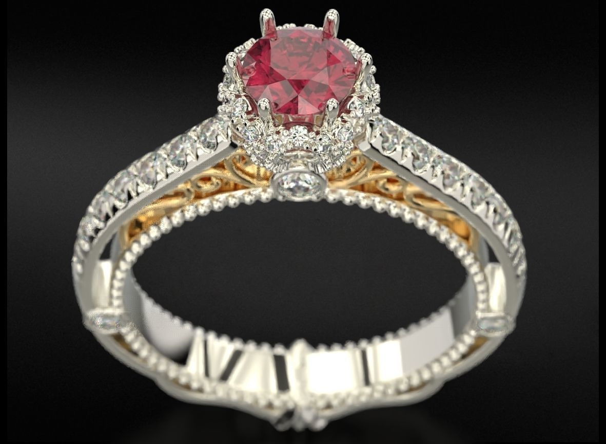 Diamond engagement ring 716 3D print model_11