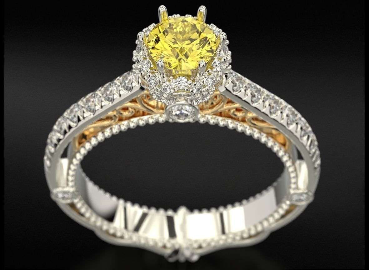 Diamond engagement ring 716 3D print model_10