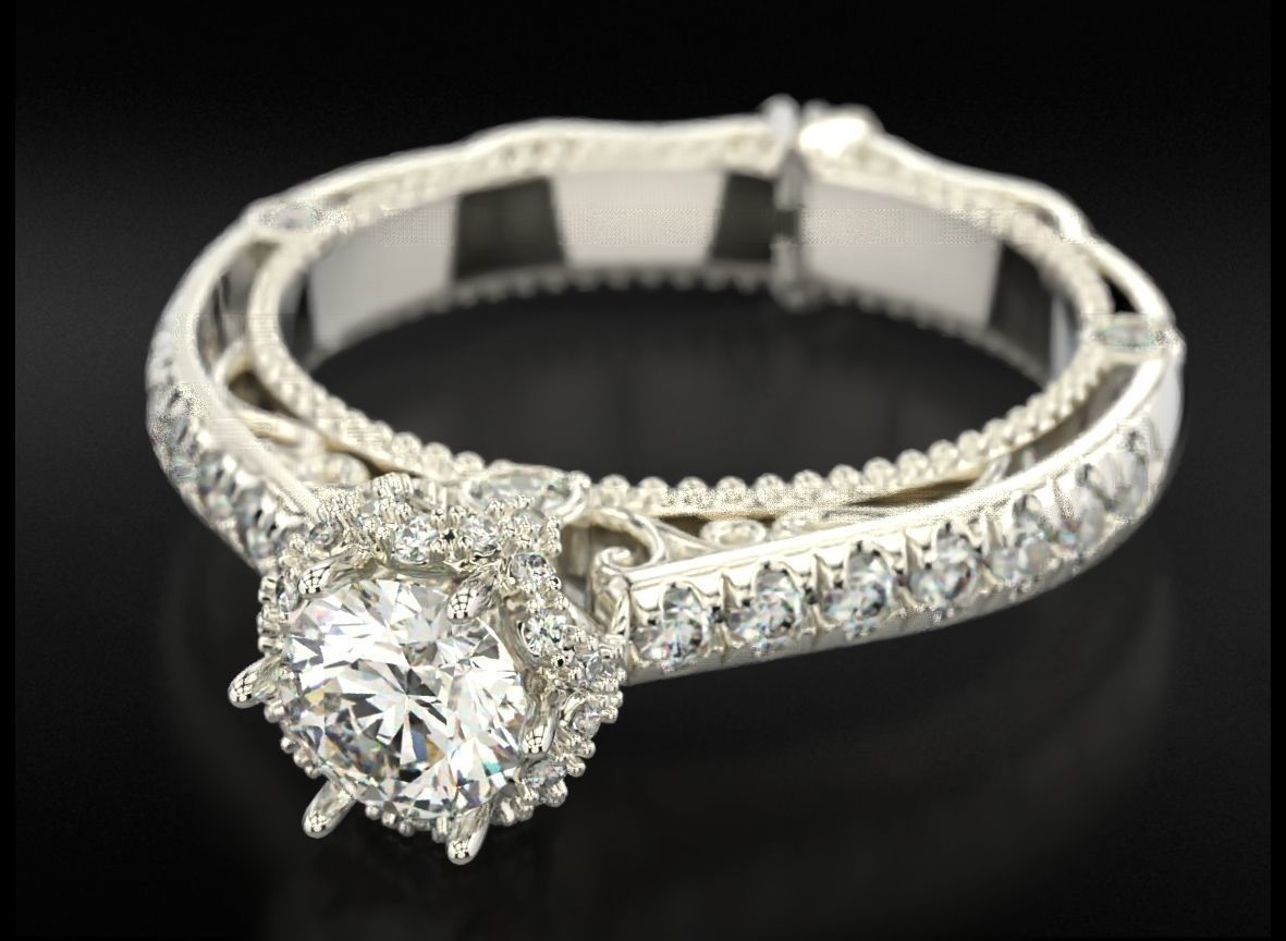 Diamond engagement ring 716 3D print model_2